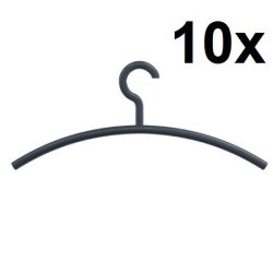 HEWI Kleiderb�gel 10er Set Tiefschwarz Haken drehbar 570.3 90