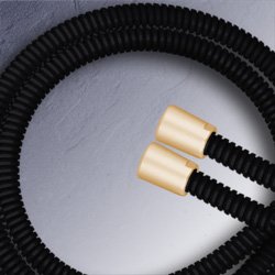 Metall-Brauseschlauch Schwarz Matt/ Gold Matt 160 cm 1/2 Zoll Duschschlauch