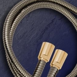 Metall-Brauseschlauch Titan/ Gold 120 cm 1/2 Zoll Duschschlauch