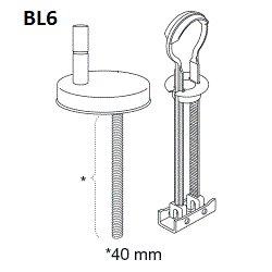 Pressalit Universal-Kippanker-Scharnier 40 mm BL6999 zu WC-Sitz Sway D