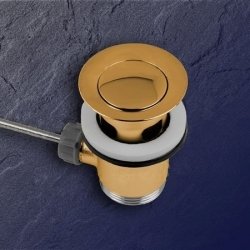 Waschtisch Ablaufgarnitur Gold mit St�psel Zugstangen Exzenter Garnitur